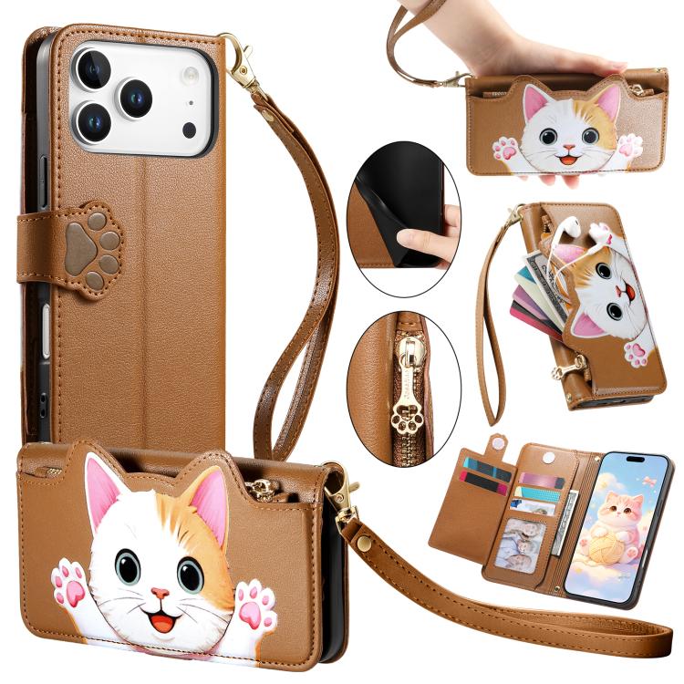 Cartera con cremallera en forma de gato, fun...