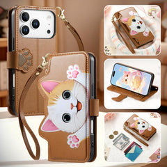 Cartera con cremallera en forma de gato, fun...