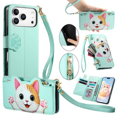 Cartera con cremallera en forma de gato, fun...