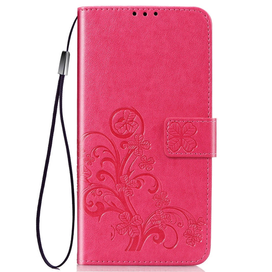 Estuche de cuero con patrón de flores prensa...