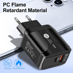 Adaptador de corriente para cargador de viaje de carga rápida PD + QC 3.0