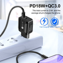 Adaptador de corriente para cargador de viaje de carga rápida PD + QC 3.0