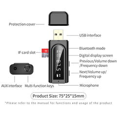 USB Car Bluetooth 5.0 Adaptador Receptor FM ...
