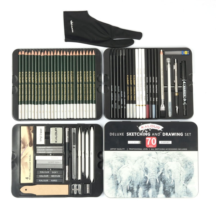 KALOUR 70 en 1 Sketch Pencil Iron Box Set Sk...