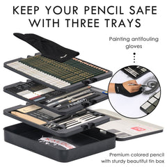 KALOUR 70 en 1 Sketch Pencil Iron Box Set Sk...