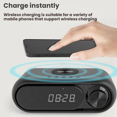 Altavoz Bluetooth con carga inalámbrica y reloj LED de escritorio