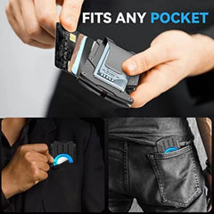 Hombres Ultra Slim Tracker Tarjetero RFID Me...