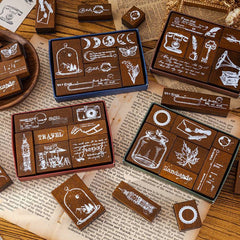 MOCARD 7 en 1 Juego de sellos de madera Manu...