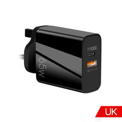 65W USB-C/Type-C+USB Dual Port GaN Charger Q...