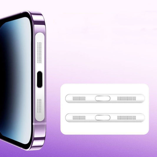 2 unids/set para iPhone 14/15 altavoz chapado en malla antipolvo