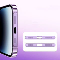 2 unids/set para iPhone 14/15 altavoz chapado en malla antipolvo