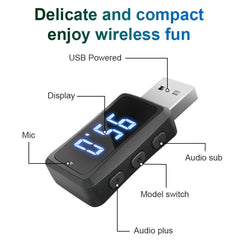 Receptor y transmisor de audio Bluetooth 5.3...
