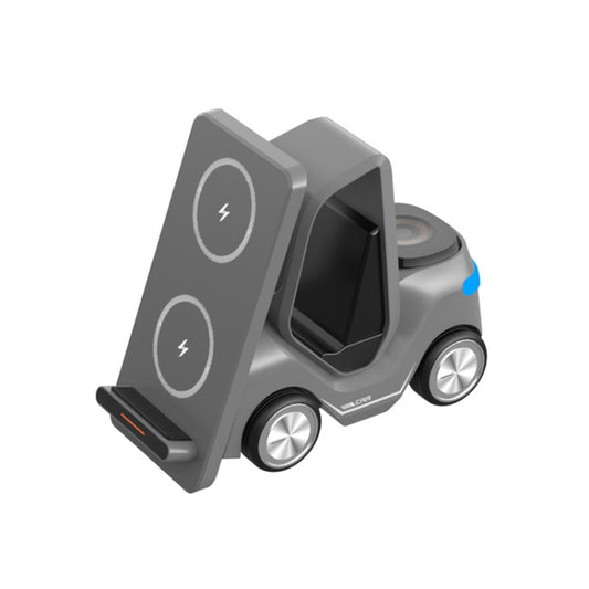Cargador inalámbrico de escritorio con forma de carretilla elevadora T20S 3 en 1 de 15 W