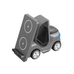 Cargador inalámbrico de escritorio con forma de carretilla elevadora T20S 3 en 1 de 15 W