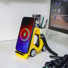 Cargador inalámbrico de escritorio con forma de carretilla elevadora T20S 3 en 1 de 15 W