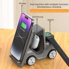 Cargador inalámbrico de escritorio con forma de carretilla elevadora T20S 3 en 1 de 15 W