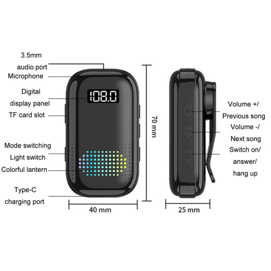 Receptor de audio Bluetooth con clip