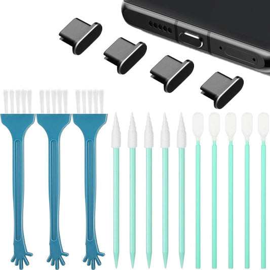 Kit de limpieza de tapones antipolvo de metal para teléfonos con interfaz tipo C