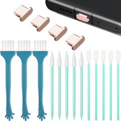 Kit de limpieza de tapones antipolvo de metal para teléfonos con interfaz tipo C