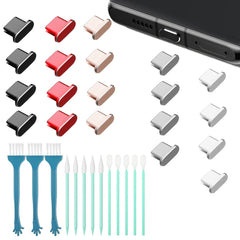 Kit de limpieza de tapones antipolvo de metal para teléfonos con interfaz tipo C