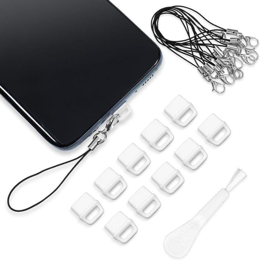 Juego de cepillos de limpieza con cordón y tapón antipolvo para teléfono con puerto USB-C