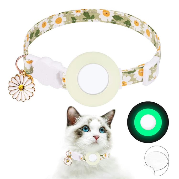 Funda de silicona para AirTag Tracker, collar para mascotas con diseño de margaritas pequeñas