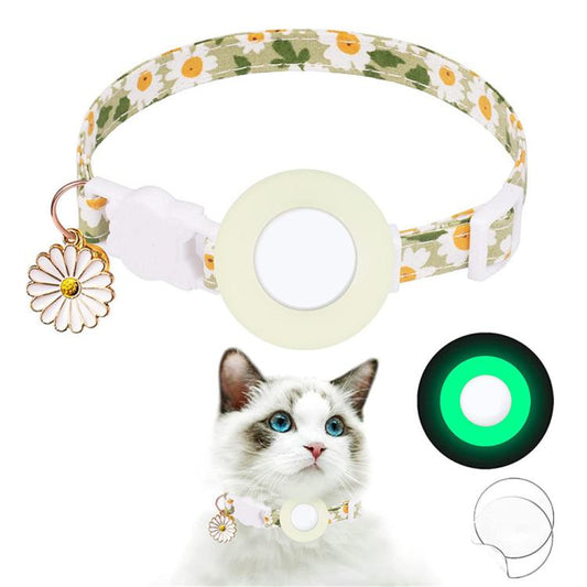 Funda de silicona para AirTag Tracker, collar para mascotas con diseño de margaritas pequeñas