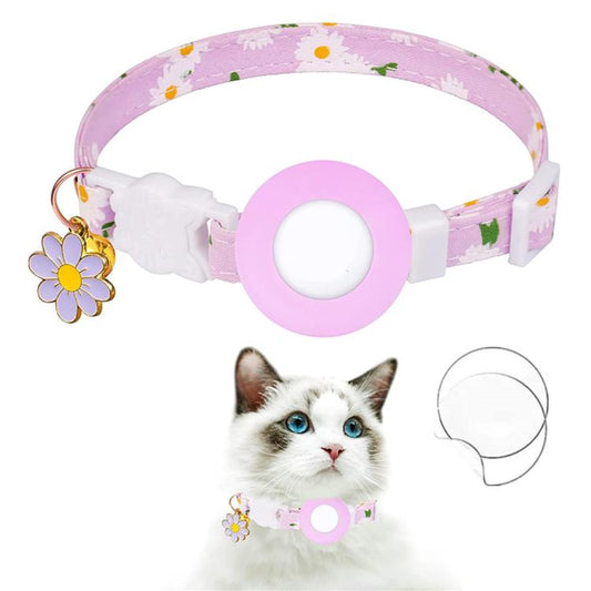 Funda de silicona para AirTag Tracker, collar para mascotas con diseño de margaritas pequeñas