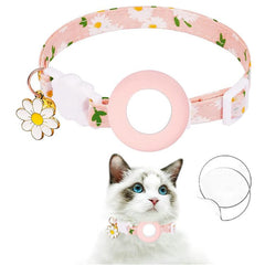 Funda de silicona para AirTag Tracker, collar para mascotas con diseño de margaritas pequeñas