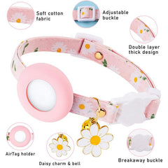Funda de silicona para AirTag Tracker, collar para mascotas con diseño de margaritas pequeñas