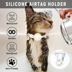 Funda de silicona para AirTag Tracker, collar para mascotas con diseño de margaritas pequeñas