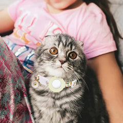Funda de silicona para AirTag Tracker, collar para mascotas con diseño de margaritas pequeñas