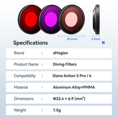 Lente de filtro de buceo para DJI Osmo Action 5 Pro / Action 4