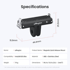 Base magnética de liberación rápida para cámara Insta360 Go Ultra