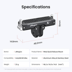Adaptador magnético metálico para cámara Insta360 Go Ultra