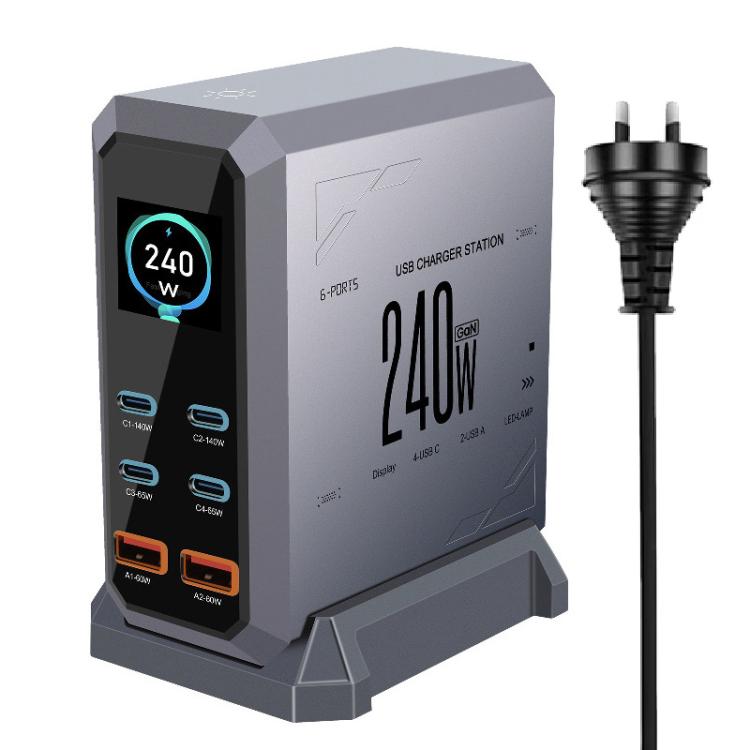 Cargador multipuerto de 240 W con pantalla d...