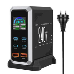 Cargador multipuerto de 240 W con pantalla d...