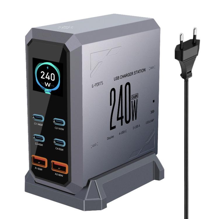 Cargador multipuerto de 240 W con pantalla d...