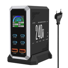 Cargador multipuerto de 240 W con pantalla d...