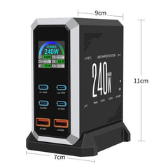 Cargador multipuerto de 240 W con pantalla d...
