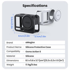 Funda de silicona aMagisn con tapa para lente para DJI Osmo Action 6