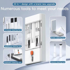 Kit de limpieza de dispositivos electrónicos 22 en 1 con estuche desplegable