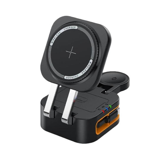 Cargador inalámbrico magnético con cable retráctil 3 en 1 de 15 W