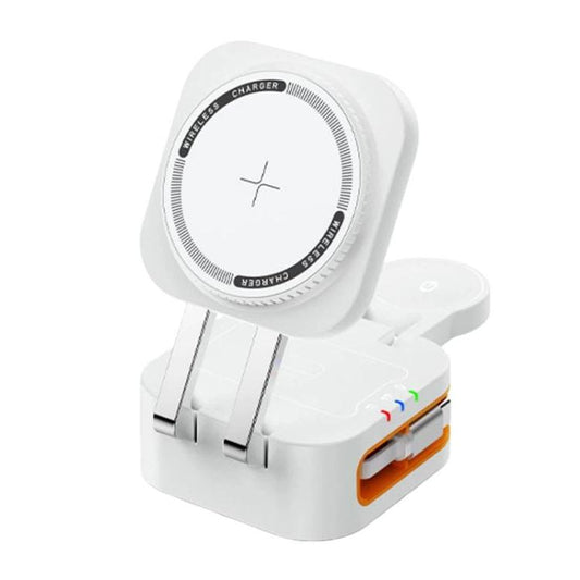 Cargador inalámbrico magnético con cable retráctil 3 en 1 de 15 W