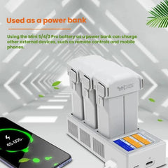 Concentrador de carga LCD de 3 bahías YX de 100 W para DJI Mini 5 Pro/4/3
