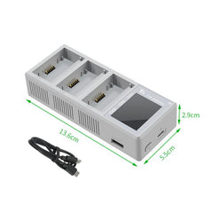 Concentrador de carga LCD de 3 bahías YX de 100 W para DJI Mini 5 Pro/4/3