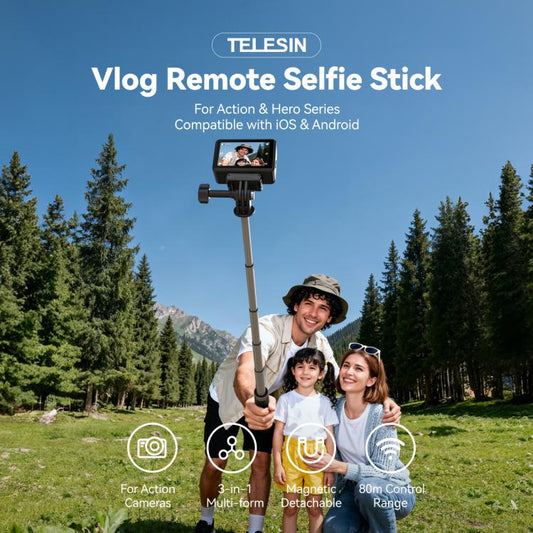 Trípode con palo selfie y control remoto Bluetooth de TELESIN