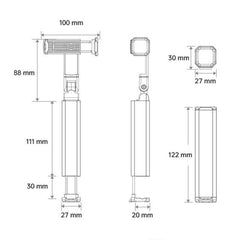 Soporte para teléfono portátil, plegable, giratorio y extensible con clip.