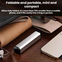 Soporte para teléfono portátil, plegable, giratorio y extensible con clip.