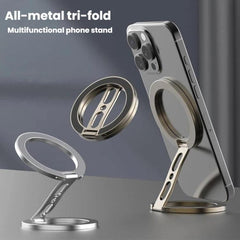 Soporte magnético doble multifunción plegable para teléfono de metal